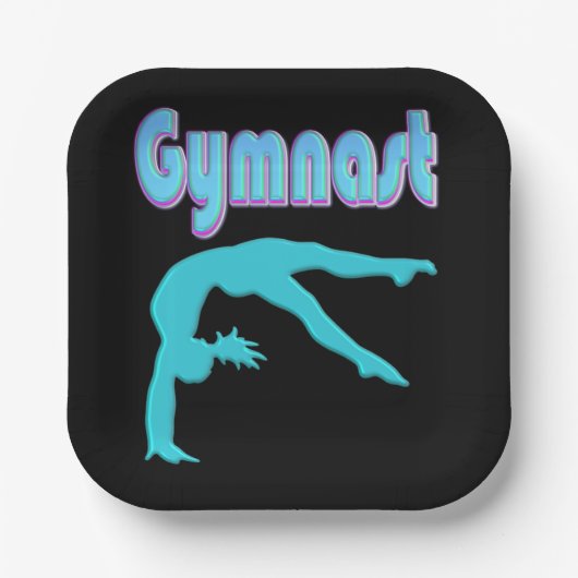 Gymnastik Hinterhand Ausstieg Aquamarin Pappteller (Vorderseite)