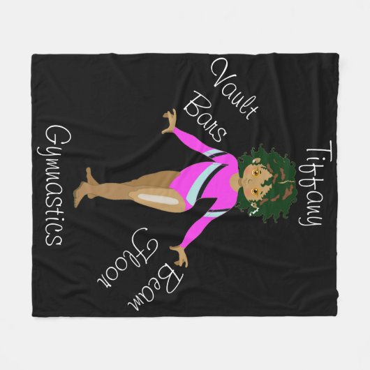 Gymnastik Hispanic, braune Augen, Fuchsia Leotard Fleecedecke (Vorderseite (Horizontal))