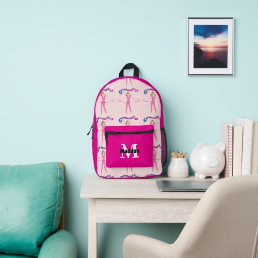 Gymnastik Hot Pink Hula Hoopgirl Monogram Bedruckter Rucksack (InSitu)