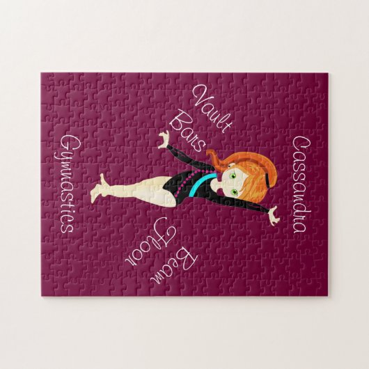 Gymnastik Ingwerhaar, grüne Augen, schwarzes Leo Puzzle (Horizontal)