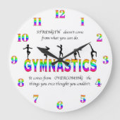 Gymnastik Inspiration Zitat Große Wanduhr (Vorderseite)