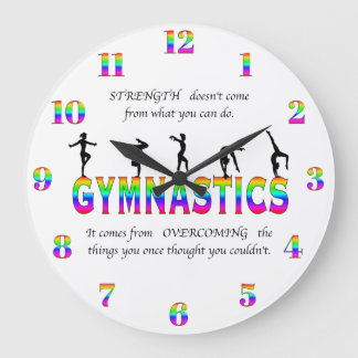 Gymnastik Inspiration Zitat Große Wanduhr