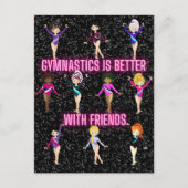 Gymnastik ist besser mit Freunden dunklen Sparkels Postkarte (Vorderseite)