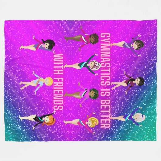 Gymnastik ist besser mit Freunden Super Sparkle Fleecedecke (Vorderseite (Horizontal))