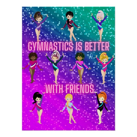 Gymnastik ist besser mit Freunden Super Sparkle Poster (Vorderseite)