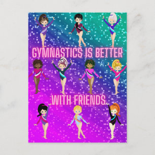 Gymnastik ist besser mit Freunden Super Sparkle Postkarte