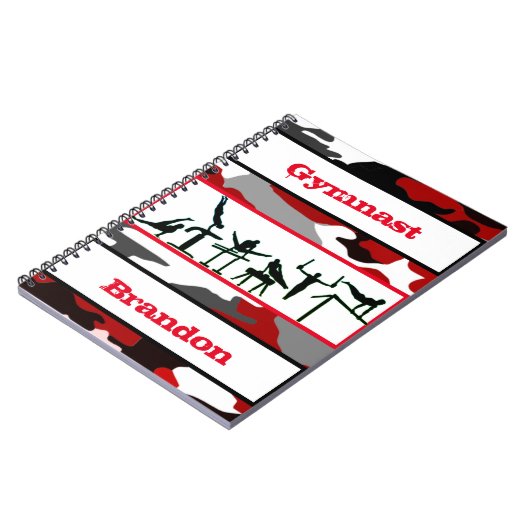 Gymnastik Jungen Rot, Schwarz, Weiß Gymnast Camouf Notizblock (Linke Seite)