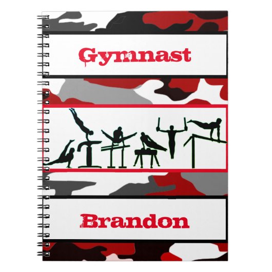 Gymnastik Jungen Rot, Schwarz, Weiß Gymnast Camouf Notizblock (Vorderseite)