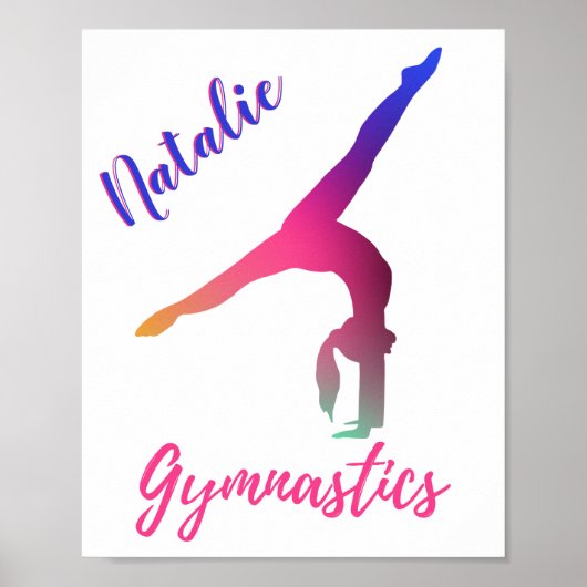 Gymnastik Kickover Pink Lila Personalisiert Poster (Vorne)
