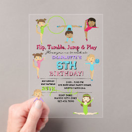 Gymnastik Kinder Mädchen Geburtstagsparty Thema Acryleinladungen