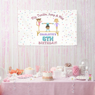 Gymnastik Kinder Mädchen Geburtstagsparty Thema Banner