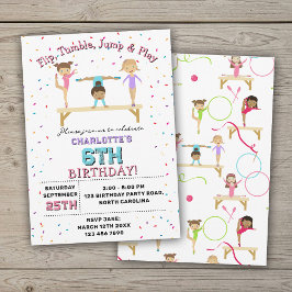 Gymnastik Kinder Mädchen Geburtstagsparty Thema Einladung