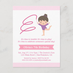 Gymnastik-Kindergeburtstag für Mädchen und Ribbon  Einladung