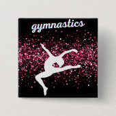 Gymnastik Leap Pink Glitzer Button (Vorderseite)