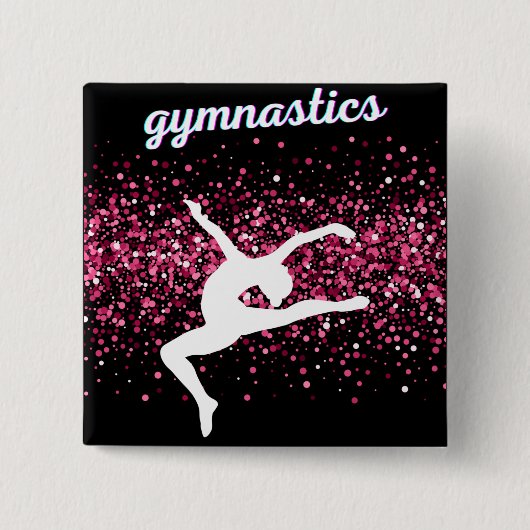 Gymnastik Leap Pink Glitzer Button (Vorderseite)