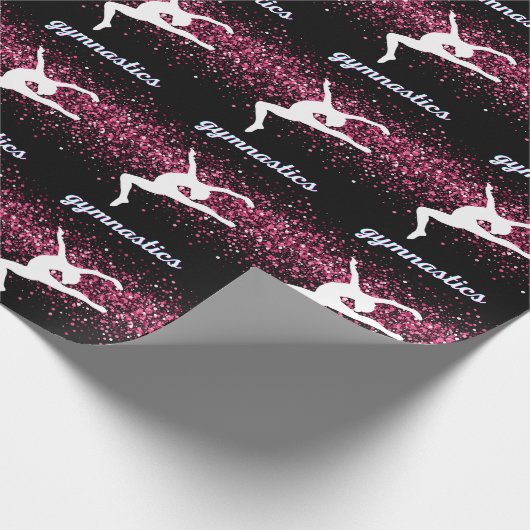 Gymnastik Leap Pink Glitzer Geschenkpapier (Ecke)