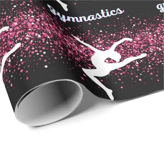 Gymnastik Leap Pink Glitzer Geschenkpapier (Rolleneckpunkt)