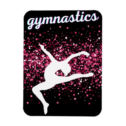 Gymnastik Leap Pink Glitzer Magnet (Vertikal)