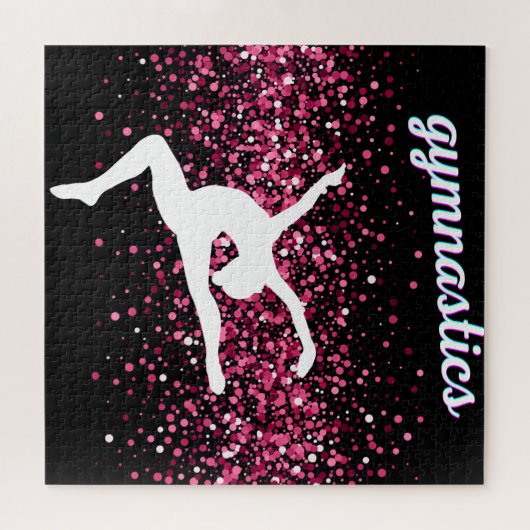 Gymnastik Leap Pink Glitzer Puzzle (Horizontal)