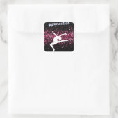 Gymnastik Leap Pink Glitzer Quadratischer Aufkleber (Tasche)