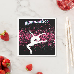 Gymnastik Leap Pink Glitzer Serviette