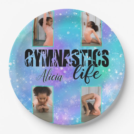 Gymnastik Leben Pastell Personalisierter Name & 4 Pappteller (Vorderseite)