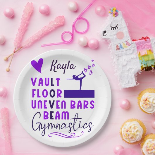 Gymnastik Liebe Vault Floor Uneven Bars Beam Pappteller (Party)