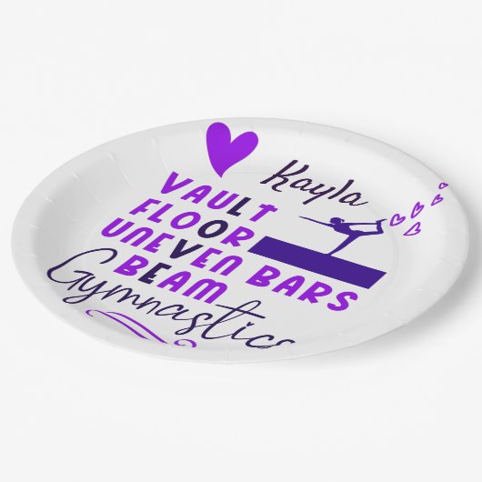 Gymnastik Liebe Vault Floor Uneven Bars Beam Pappteller (Schrägansicht)