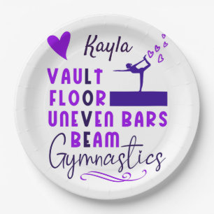 Gymnastik Liebe Vault Floor Uneven Bars Beam Pappteller