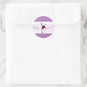 Gymnastik lila funkelndes Aufkleber. Runder Aufkleber (Tasche)