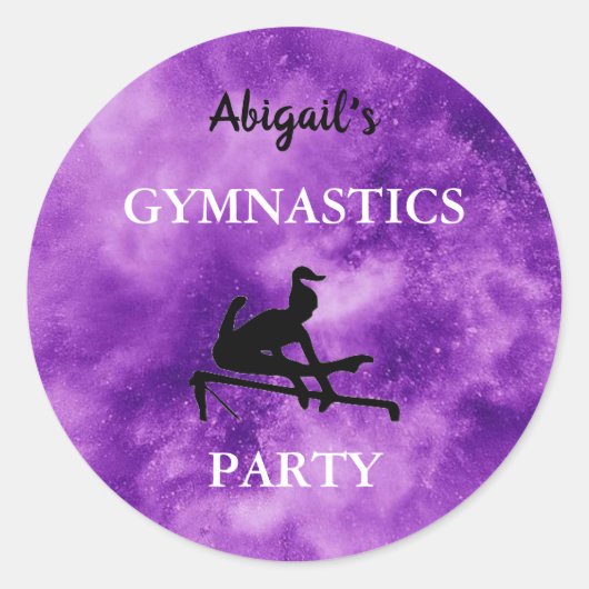 Gymnastik Lila Party Stickers (Vorderseite)