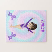 Gymnastik/ lila Ponys/ Wirbel personalisiert Puzzle (Horizontal)