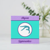 Gymnastik Lila / Türkisflachkarte (Stehend Vorderseite)