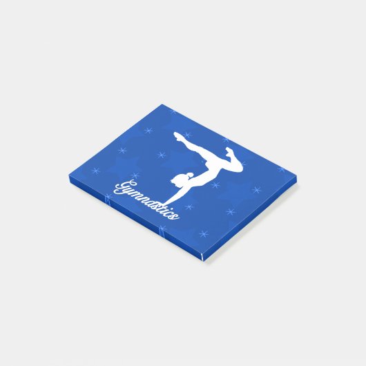 Gymnastik-Mädchen-blaue Sterne Post-it Klebezettel (angewinkelt)