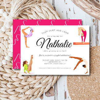 Gymnastik Mädchen Geburtstagsparty Einladung