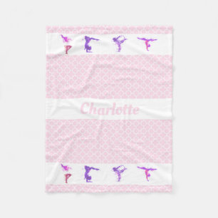 Gymnastik Mädchen Personalisiert Name Rosa Quatref Fleecedecke