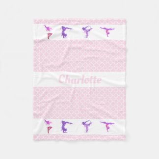 Gymnastik Mädchen Personalisiert Name Rosa Quatref Fleecedecke
