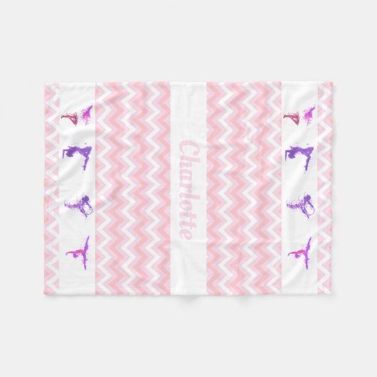 Gymnastik-Mädchen-personalisierte rosa Fleecedecke (Vorderseite (Horizontal))