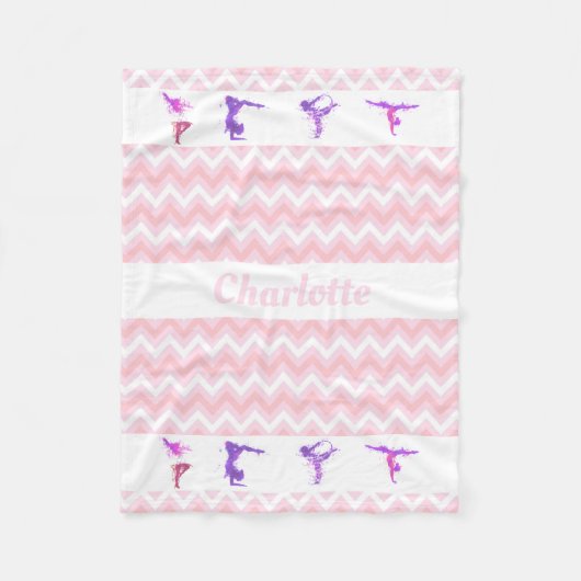 Gymnastik-Mädchen-personalisierte rosa Fleecedecke (Vorderseite)