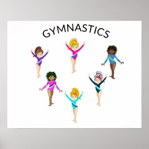 Gymnastik Mädchenposter mit 6 Gymnast Poster