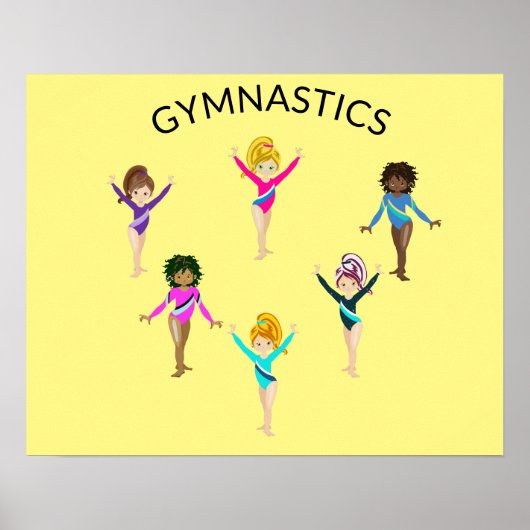 Gymnastik Mädchenposter mit 6 Gymnast Poster (Vorne)