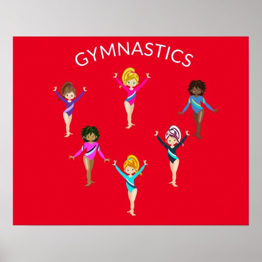 Gymnastik Mädchenposter mit 6 Gymnast Poster (Vorne)