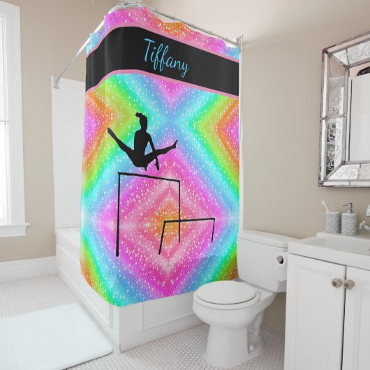 Gymnastik mehrfarbig Personalisiert Duschvorhang (Beispiel)