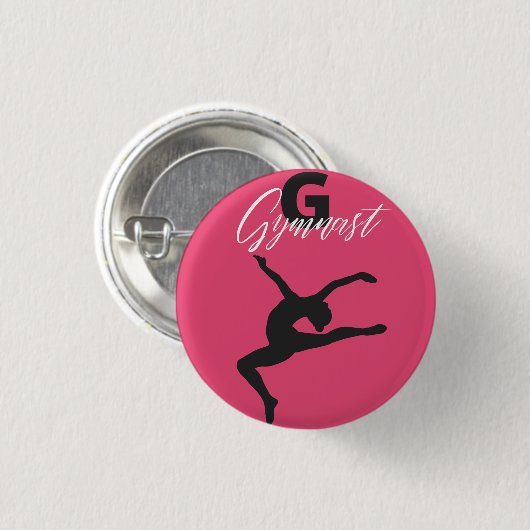 Gymnastik Monogram G ist für Gymnast Button (Vorne & Hinten)