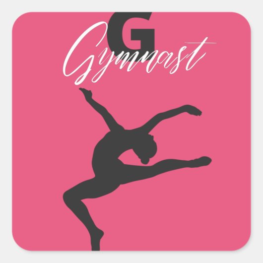 Gymnastik Monogram G ist für Gymnast Quadratischer Aufkleber (Vorderseite)