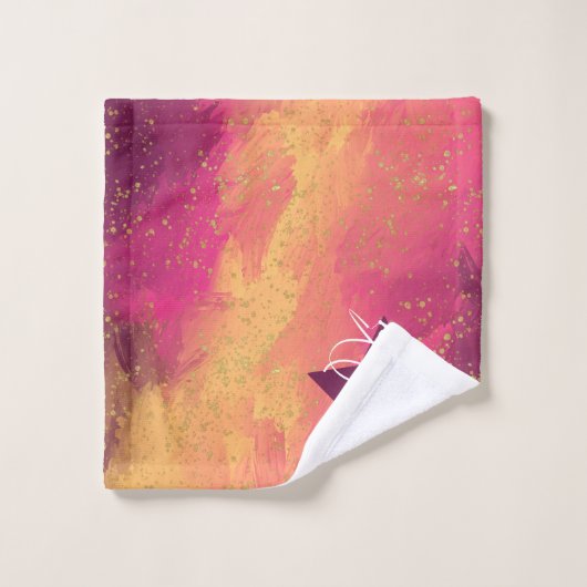 Gymnastik Monogram Name Gold Glitzer Badhandtuch Set (Waschlappen)