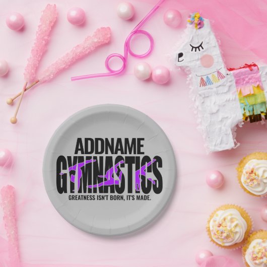 Gymnastik NAME Acrobatic Team Handspring Gymnast Pappteller (Party)