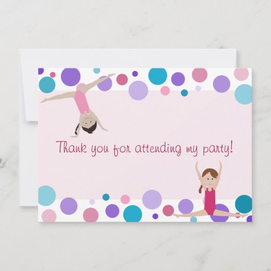 Gymnastik-Party-Ebene danken Ihnen im Aqua und in Dankeskarte (Vorderseite)