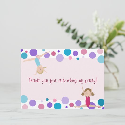 Gymnastik-Party-Ebene danken Ihnen im Aqua und in Einladung (Stehend Vorderseite)