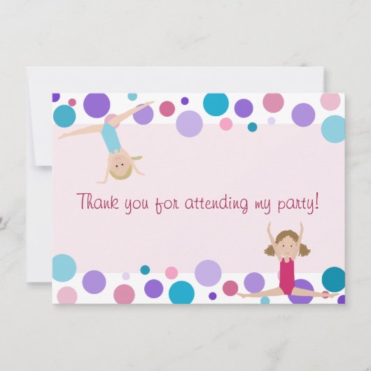 Gymnastik-Party-Ebene danken Ihnen im Aqua und in Einladung (Vorderseite)